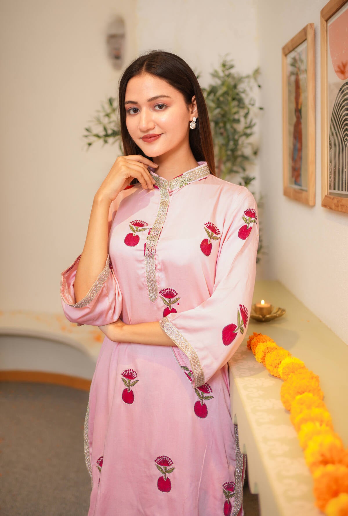 Blush Pink Hand Block Printed Dhoti Co-ord Set