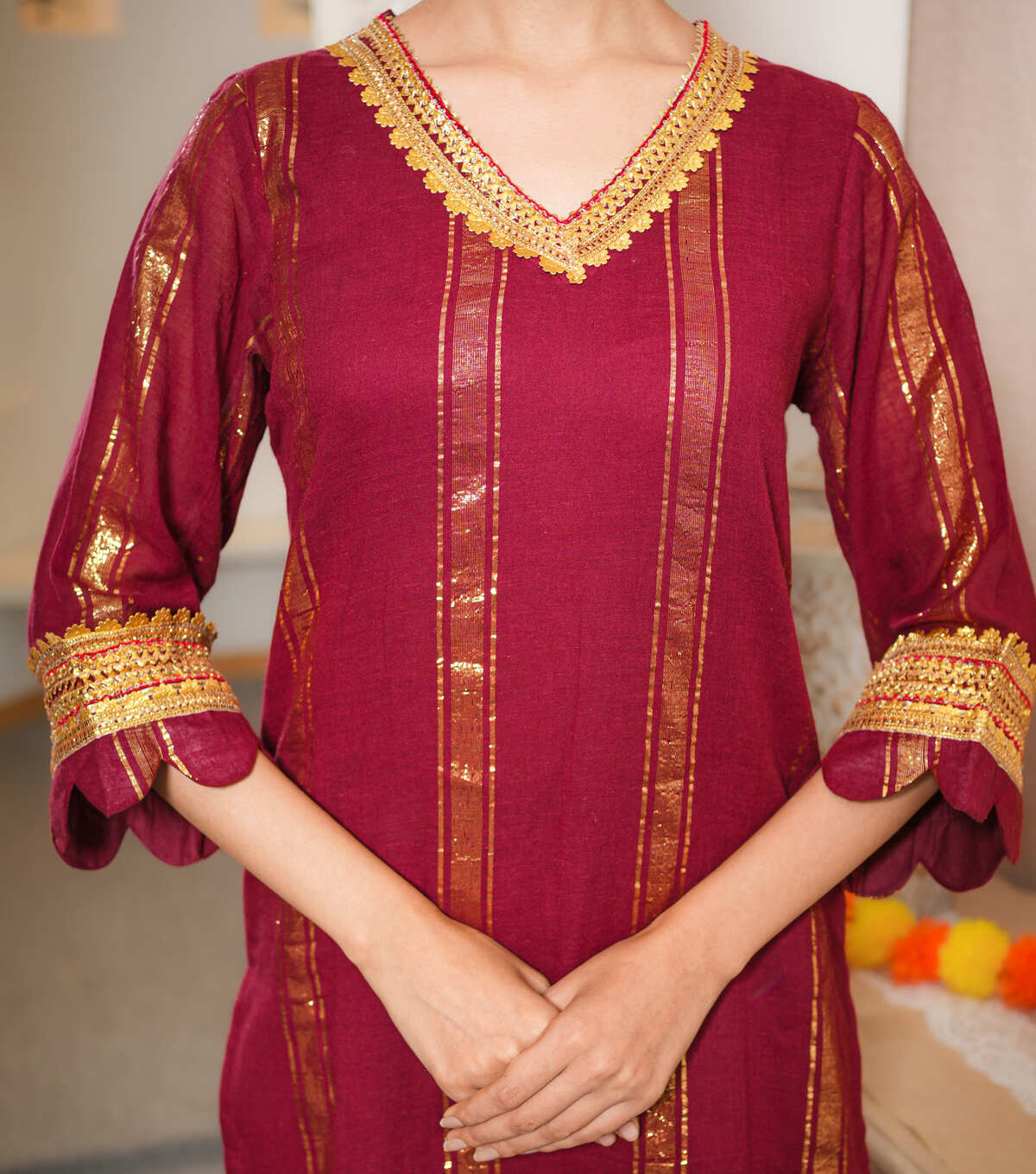 Noor Maroon Gota Work Co-ord Set