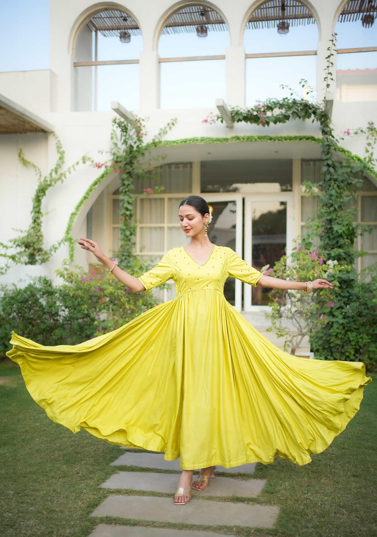 Lemon Yellow Ethnic Dress