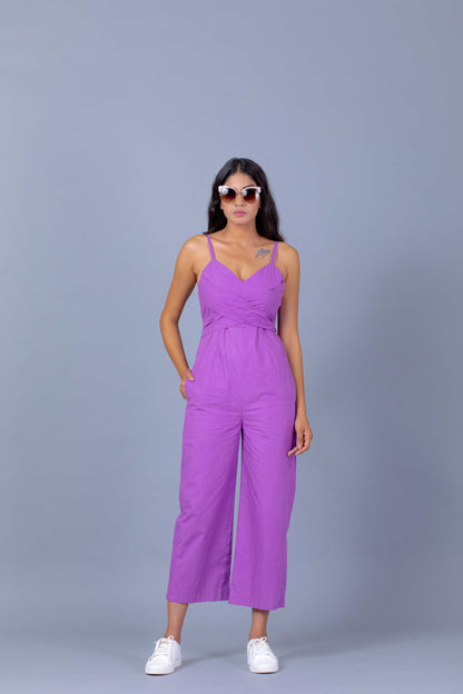 Lavender Jump Suit with Smoking Detail at Back