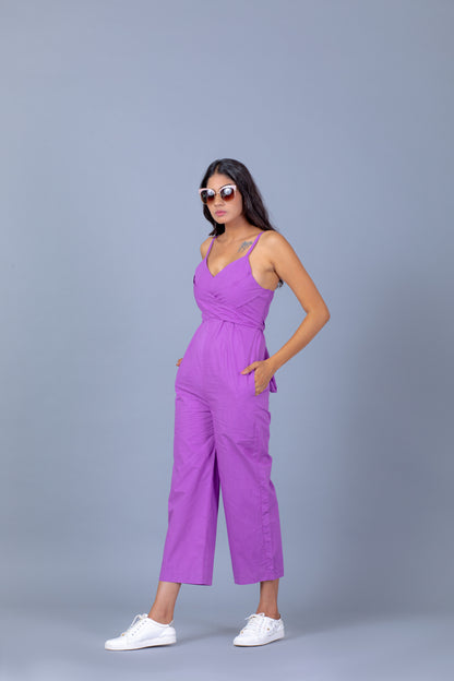 Lavender Jump Suit with Smoking Detail at Back