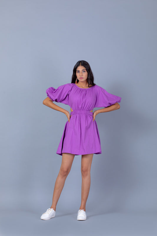 Lavender Side Cut Out Mini Dress