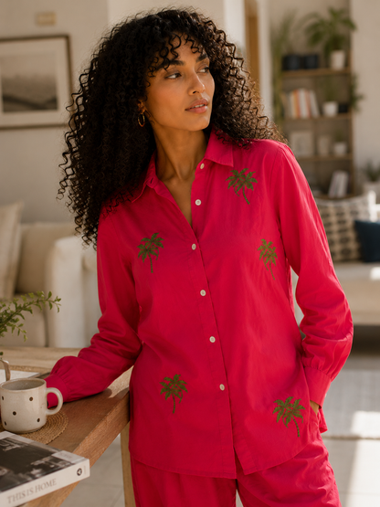 Paam tree embroidered shirt