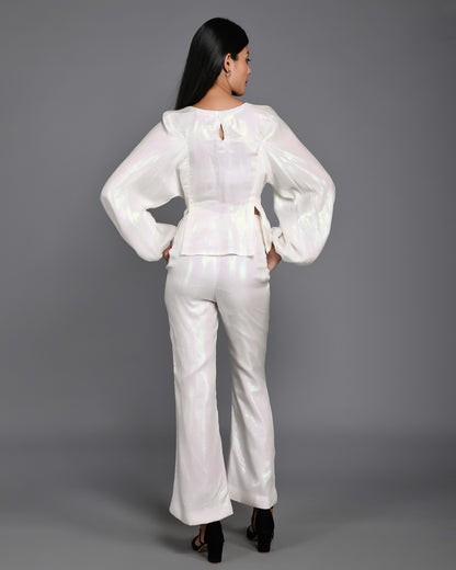 White Shimmer Silk Top